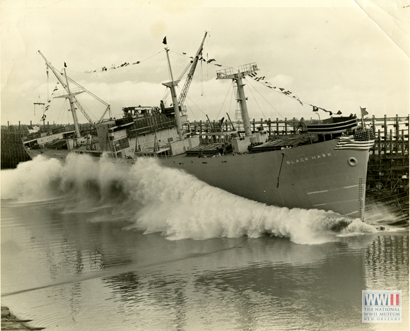 The Liberty Ship SS Black Hawk Being Launched From Delta Shipbuilding ...